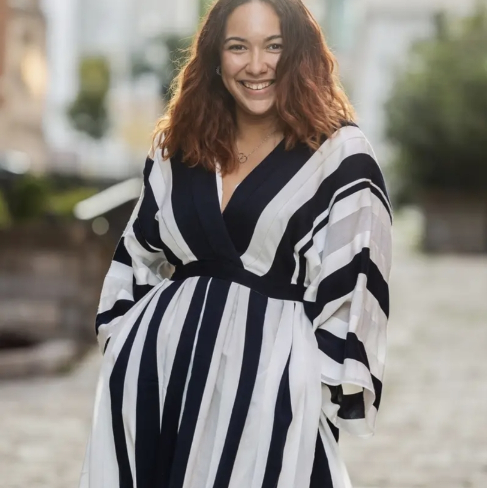 Adam Lippe Kimono Dress Women's Large Black White Dress TOWER SHELF 2